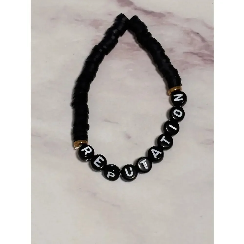 Reputation Black Heishi Word Bracelet 7